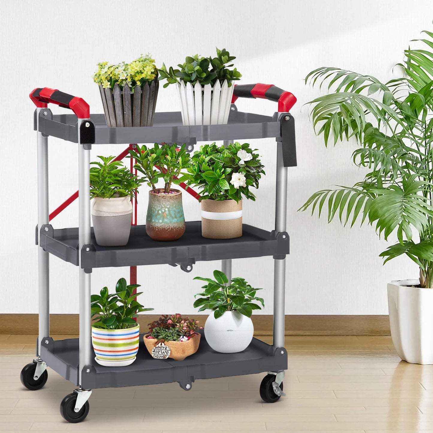 Collapsible 3-Tier Cart with Wheels