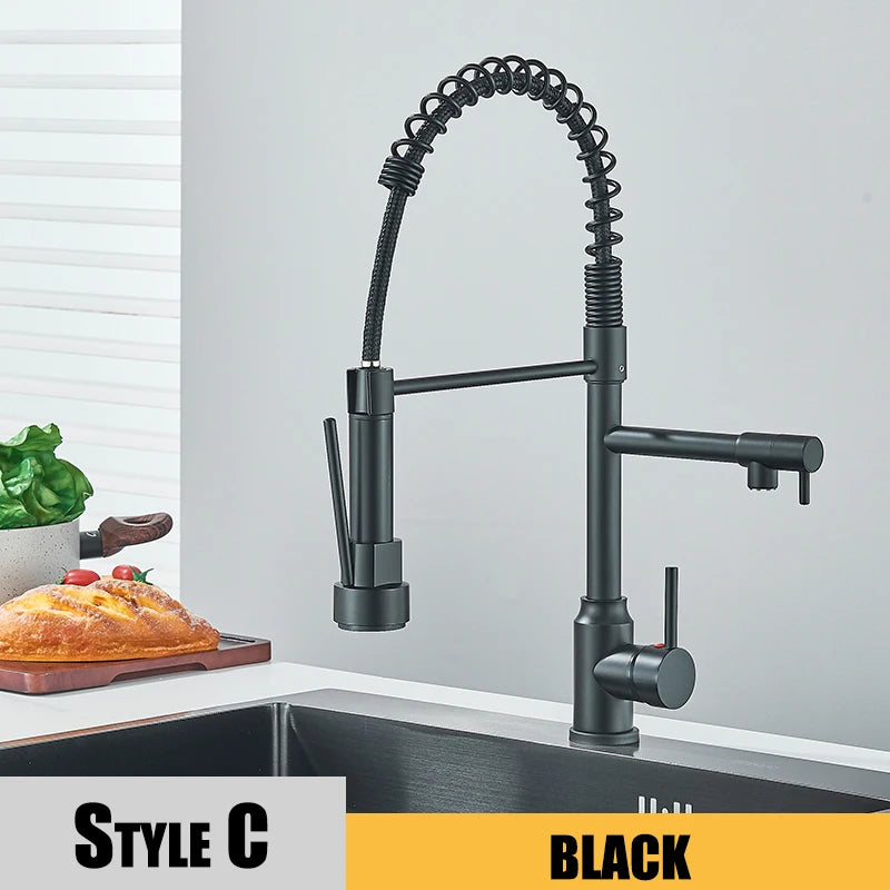 Dual Spout 360 Rotation Pull Down Faucet
