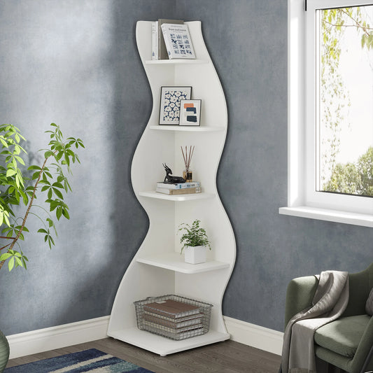 Modern 5-Tier Corner Bookshelf