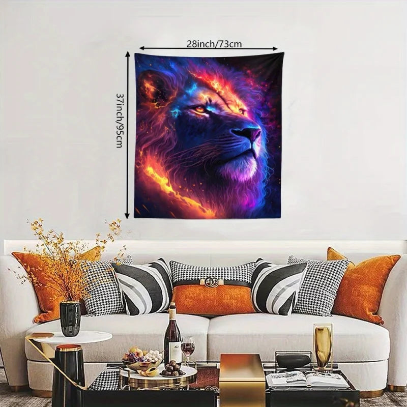 1pc Black Light Lion Tapestry