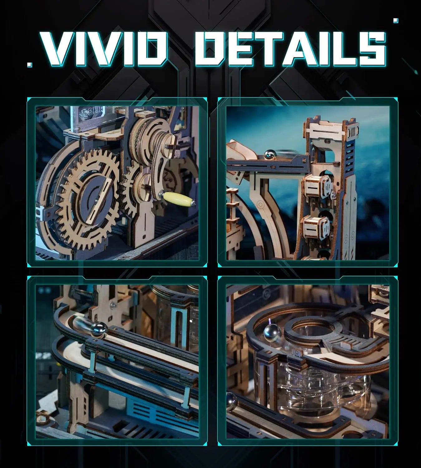 Robotime 3D Electric Wooden Marble Spaceport Puzzle