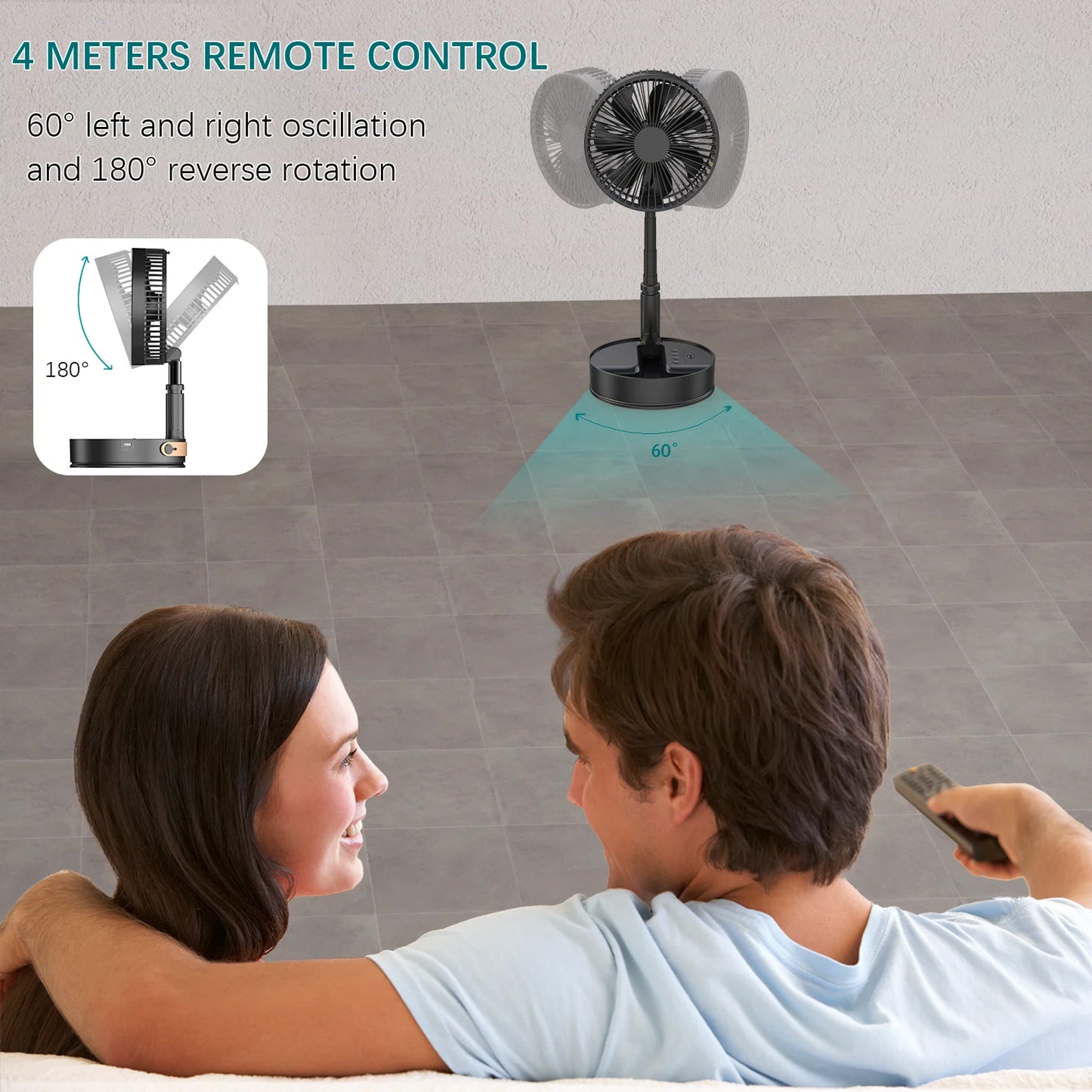 4-Speed Remote Control Portable Standing Fan